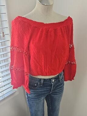 Red Off-Shoulder Blouse